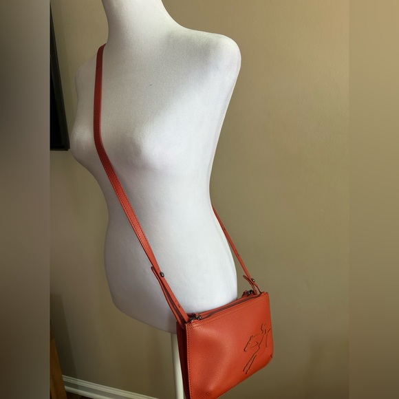 Longchamp leather burnt Orange Shoulder handBag bag small - Picture 2 of 14